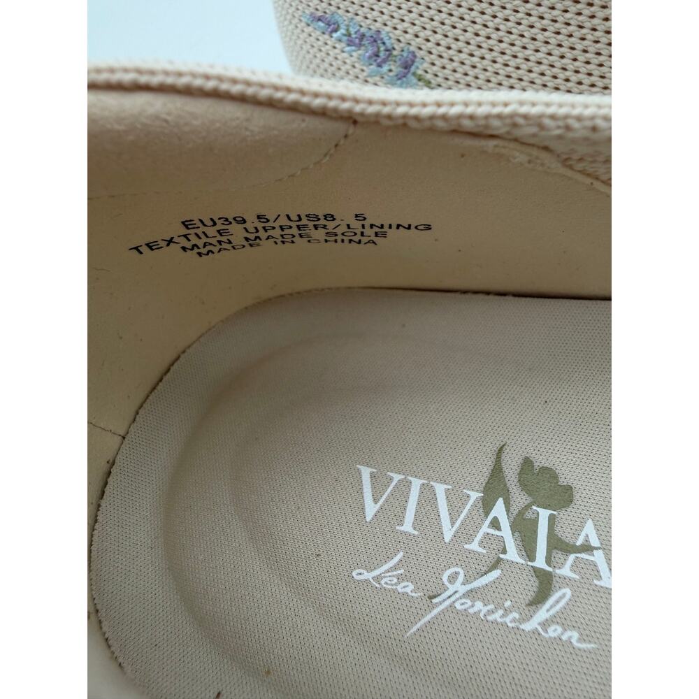 Vivaia Audrey Heeling Garden Embroidered Loafers French Floral Washable Knit 8.5 - Picture 4 of 11